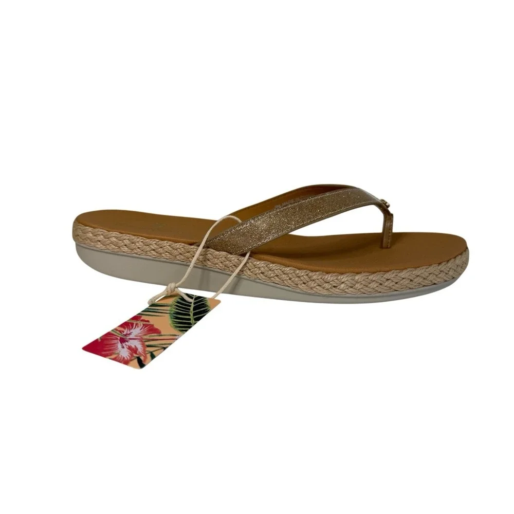 Tommy Bahama‎  Tehama Thong Slip On Sandals Gold Glitter Women's Size 9